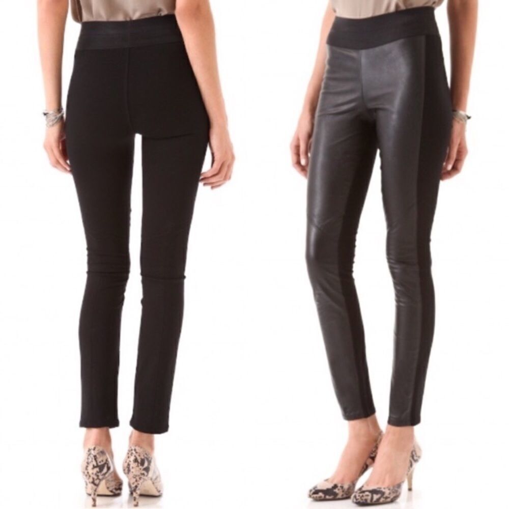 PAIGE Paloma Leather Panel Legging Skinny Pant 24